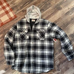 Wrangler Black and White Plaid Shirt Jacket
